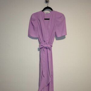 Amanda Uprichard Lavender Wrap Midi Dress Tie Waist